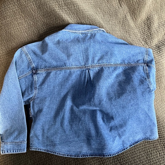 Boxy Snap Front Buffalo Denim Jean Jacket - Picture 3 of 4